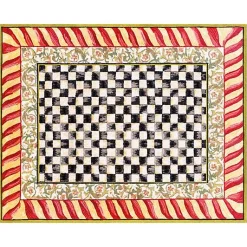 Courtly Check Red  Gold 8' x 10' Washable Rug