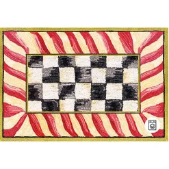 Courtly Check Red  Gold 2' x 3' Washable Rug