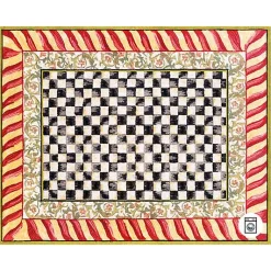 Courtly Check Red  Gold 8' x 10' Washable Rug