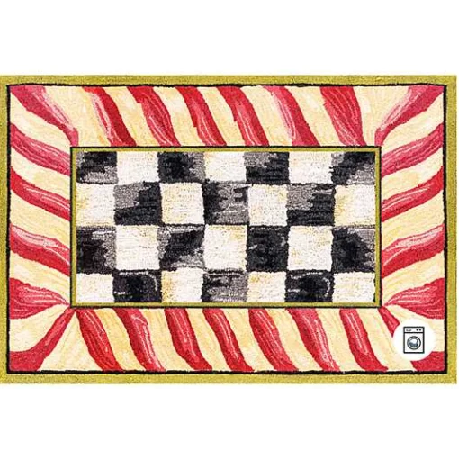 Courtly Check Red  Gold 2' x 3' Washable Rug