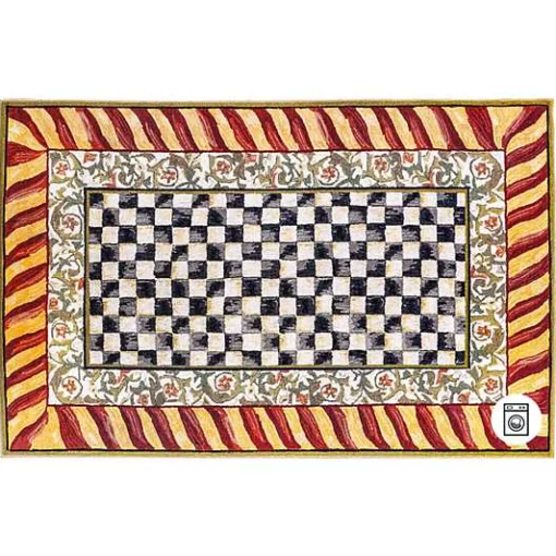Courtly Check Red  Gold 5' x 7'6 Washable Rug