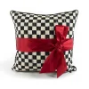 Courtly Check Red Sash Throw Pillow