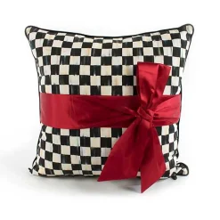 Courtly Check Red Sash Throw Pillow