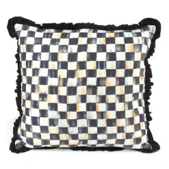 Courtly Check Ruffled Square Throw Pillow