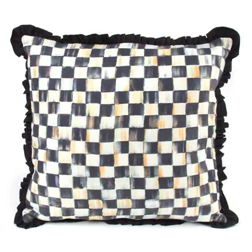 Courtly Check Ruffled Square Throw Pillow