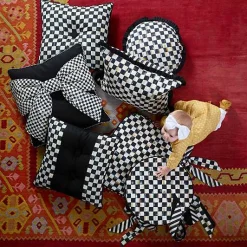 Courtly Check Ruffled Square Throw Pillow