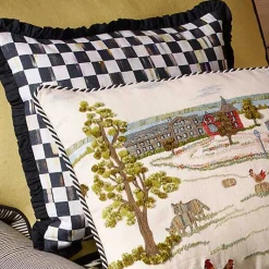 Courtly Check Ruffled Square Throw Pillow