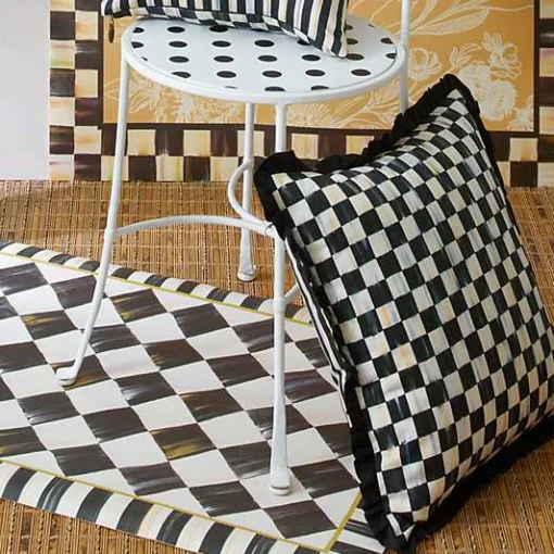 Courtly Check Ruffled Square Throw Pillow