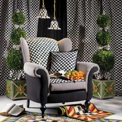 Courtly Check Ruffled Square Throw Pillow