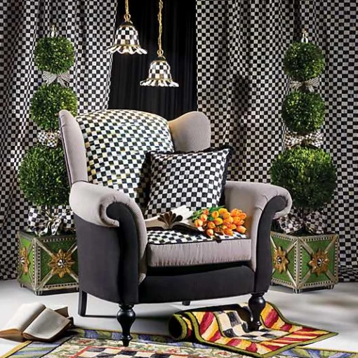 Courtly Check Ruffled Square Throw Pillow