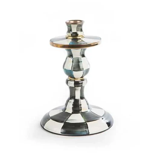 Courtly Check Small Enamel Candlestick