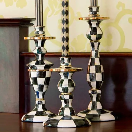 Courtly Check Small Enamel Candlestick