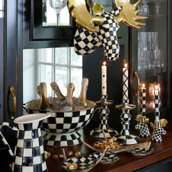 Courtly Check Small Enamel Candlestick
