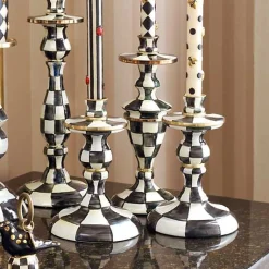 Courtly Check Small Enamel Candlestick
