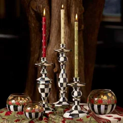 Courtly Check Small Enamel Candlestick