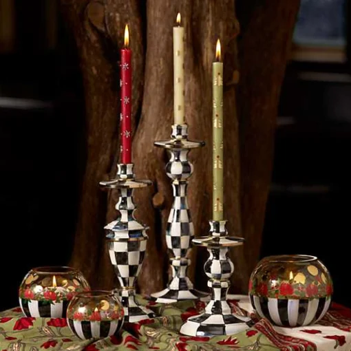 Courtly Check Small Enamel Candlestick