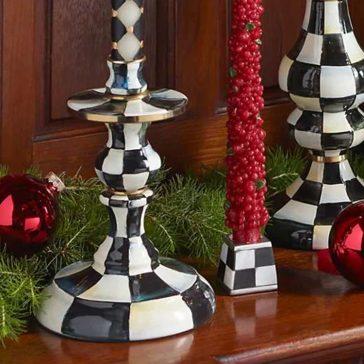 Courtly Check Small Enamel Candlestick