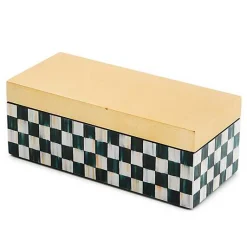 Courtly Check Small Lacquer Decorative Box with Hinged Lid
