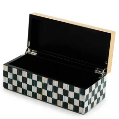 Courtly Check Small Lacquer Decorative Box with Hinged Lid