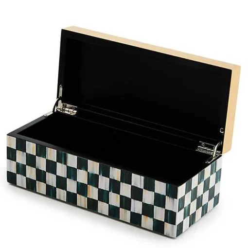 Courtly Check Small Lacquer Decorative Box with Hinged Lid