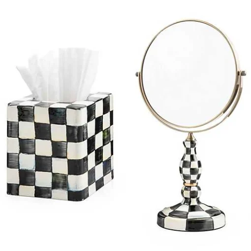 Courtly Check Vanity Mirror  Tissue Box Cover Set