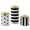 Courtly Illuminated Stripe  Dot Candles, Set of 3
