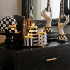 Courtly Illuminated Stripe  Dot Candles, Set of 3