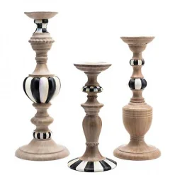 Courtly Pillar Candle Holders, Set of 3