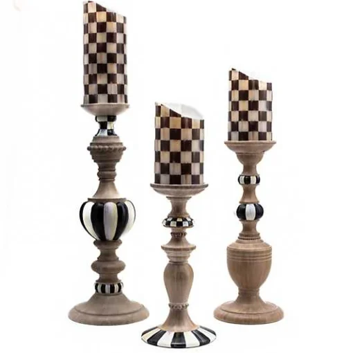 Courtly Pillar Candle Holders, Set of 3