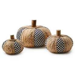 Courtly Rattan Pumpkins, Set of 3