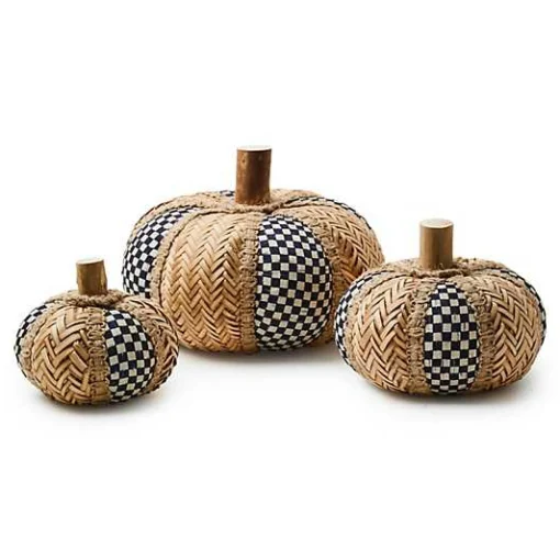 Courtly Rattan Pumpkins, Set of 3