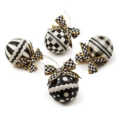 Courtly Rickrack Capiz Ornaments, Set of 4