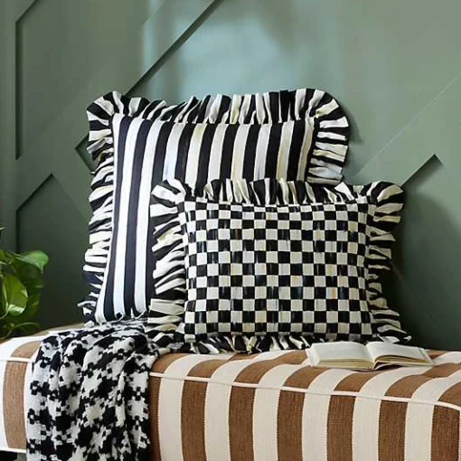 Courtly Stripe Ruffle Throw Pillow