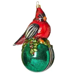 Cozy Cardinal On Ball Glass Ornament