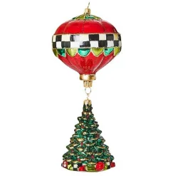 Cozy Christmas Balloon Tree Glass Ornament