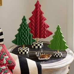 Cozy Christmas Cable Knit Trees, Set of 3
