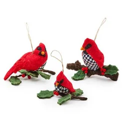 Cozy Christmas Felt Cardinal Ornaments, Set of 3