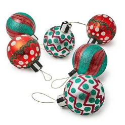 Cozy Christmas Glass Ball Ornaments, Set of 6