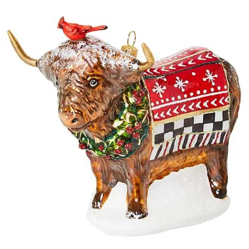 Cozy Christmas Highland Cow Glass Ornament