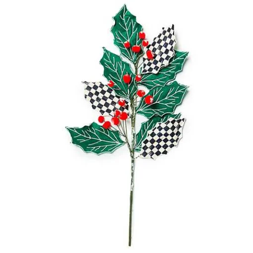 Cozy Christmas Holly Spray Stem