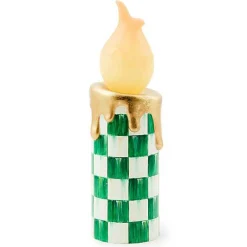 Cozy Christmas Illuminated Green Check Melting Candle
