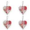 Cozy Christmas Patchwork Heart Ornaments, Set of 4