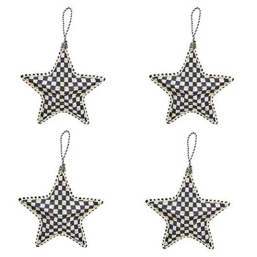 Cozy Christmas Patchwork Star Ornaments, Set of 4