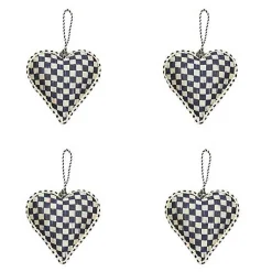 Cozy Christmas Patchwork Heart Ornaments, Set of 4