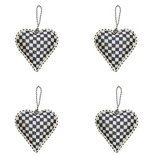 Cozy Christmas Patchwork Heart Ornaments, Set of 4
