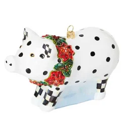 Cozy Christmas Pig Glass Ornament