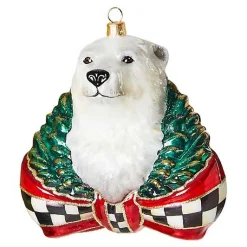 Cozy Christmas Polar Bear Glass Ornament