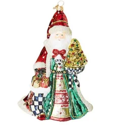 Cozy Christmas Santa Glass Ornament