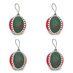 Cozy Christmas Snowflake Ball Ornaments, Set of 4