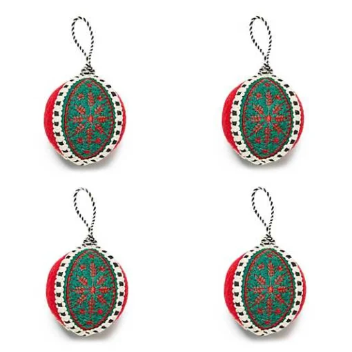 Cozy Christmas Snowflake Ball Ornaments, Set of 4